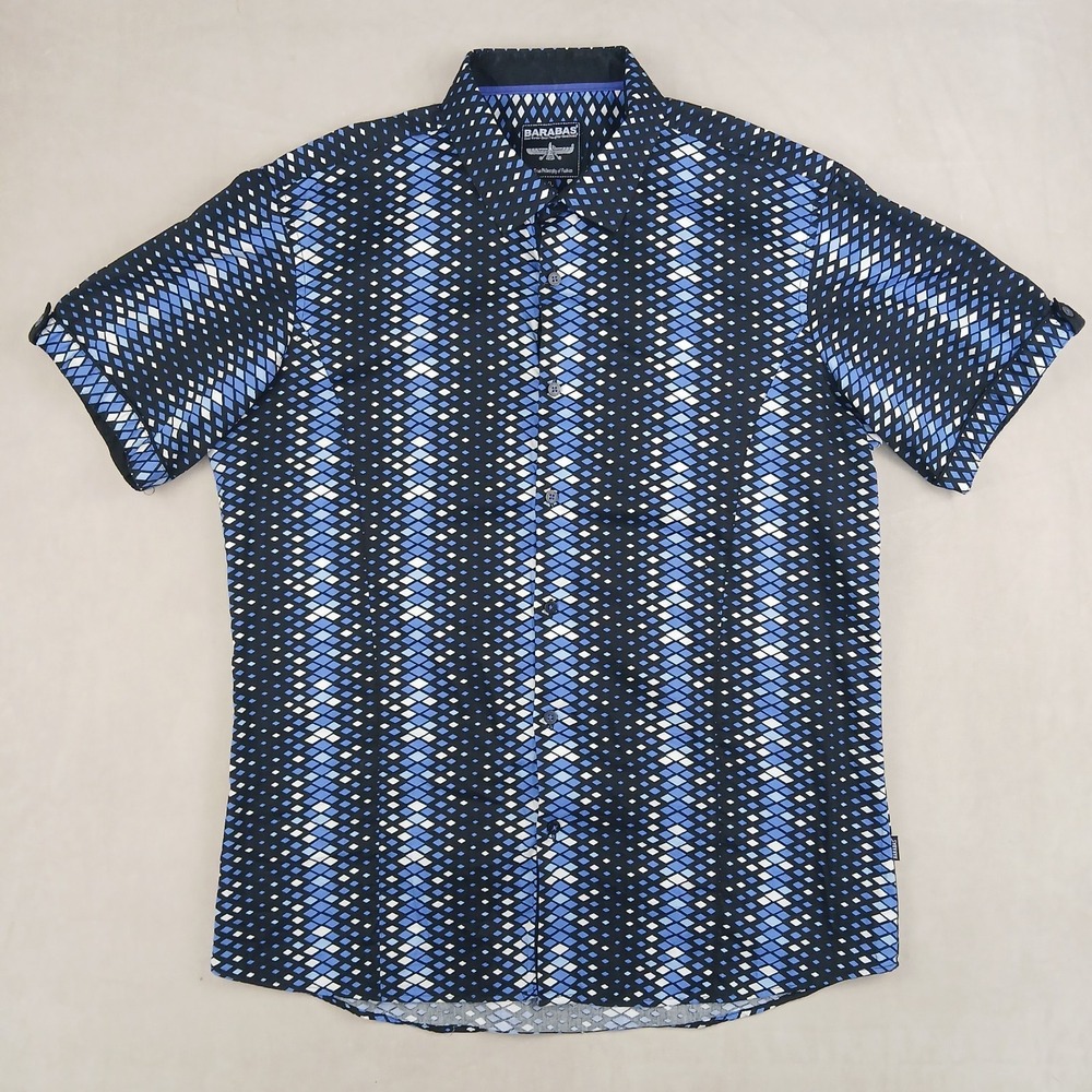 Barabas XL Mens Shirt Button Up Short Sleeve Camp Hawaiian 22x28 ** Fits Medium